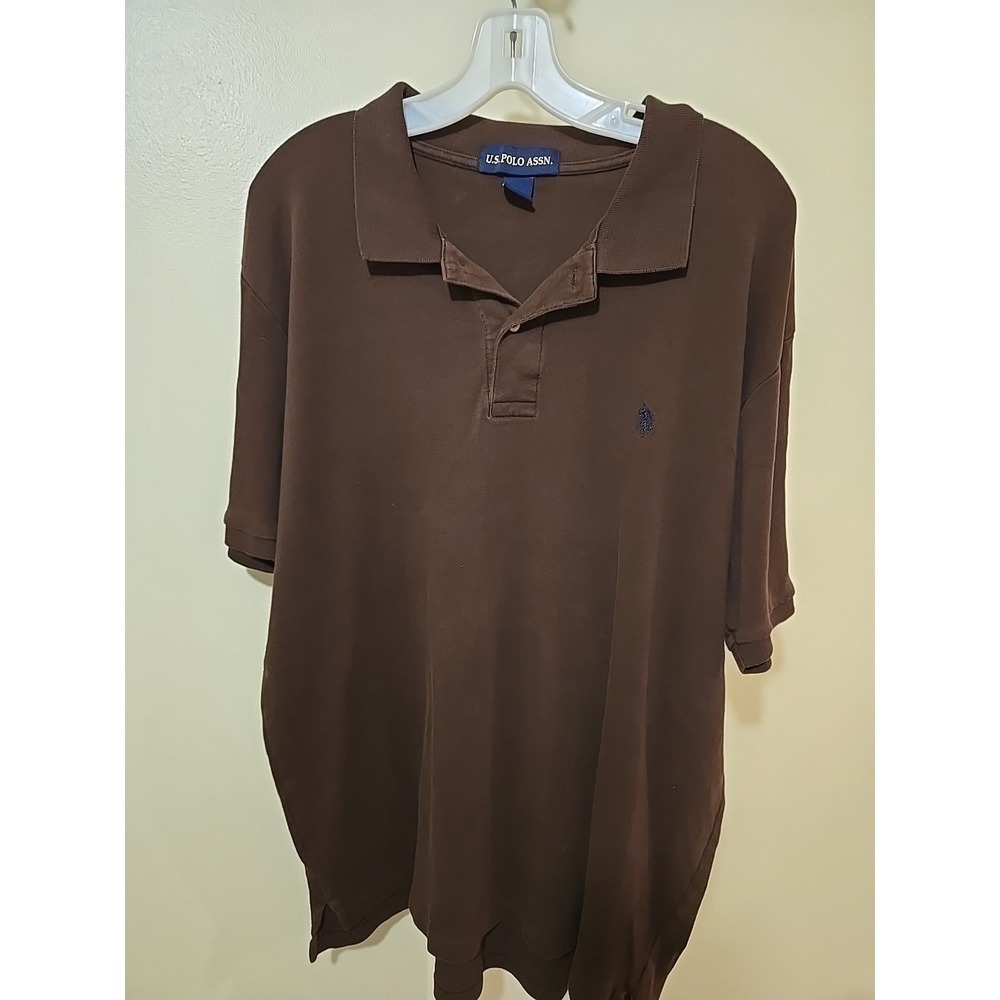 US Polo Assn Polo Shirt Mens XL Brown Classic Fit Embroidered Logo Casual Cotton